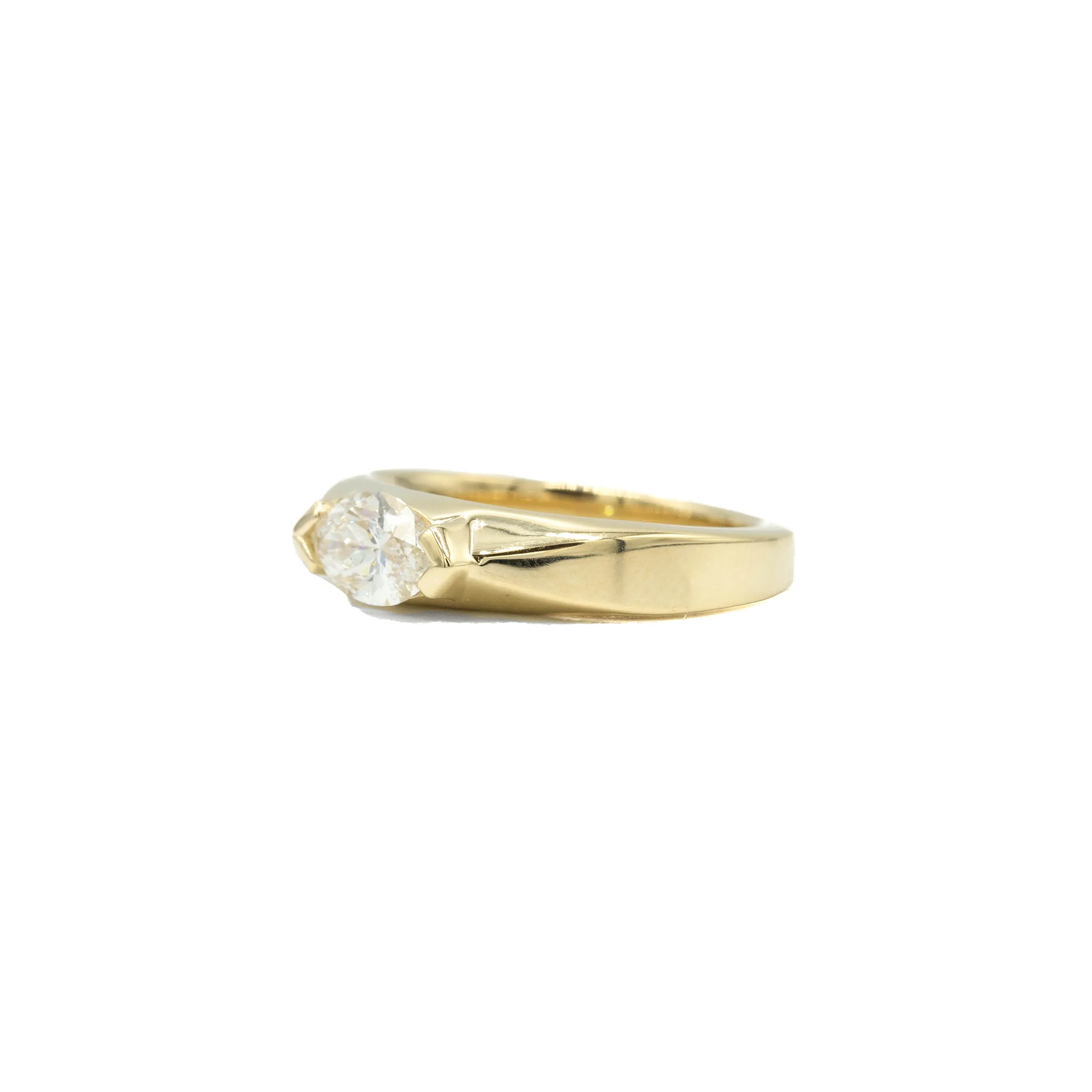 14ky .71ct Marquise East-West Geometric Diamond Ring