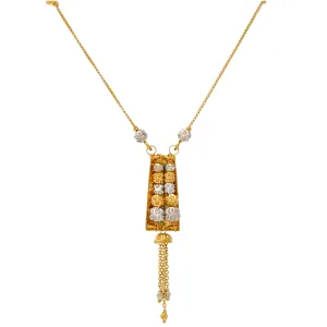 22K Yellow & White Gold Beaded Pendant Chain (12.7gm)