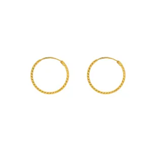 22K Yellow Gold Hammered Hoops, 1.7 Grams