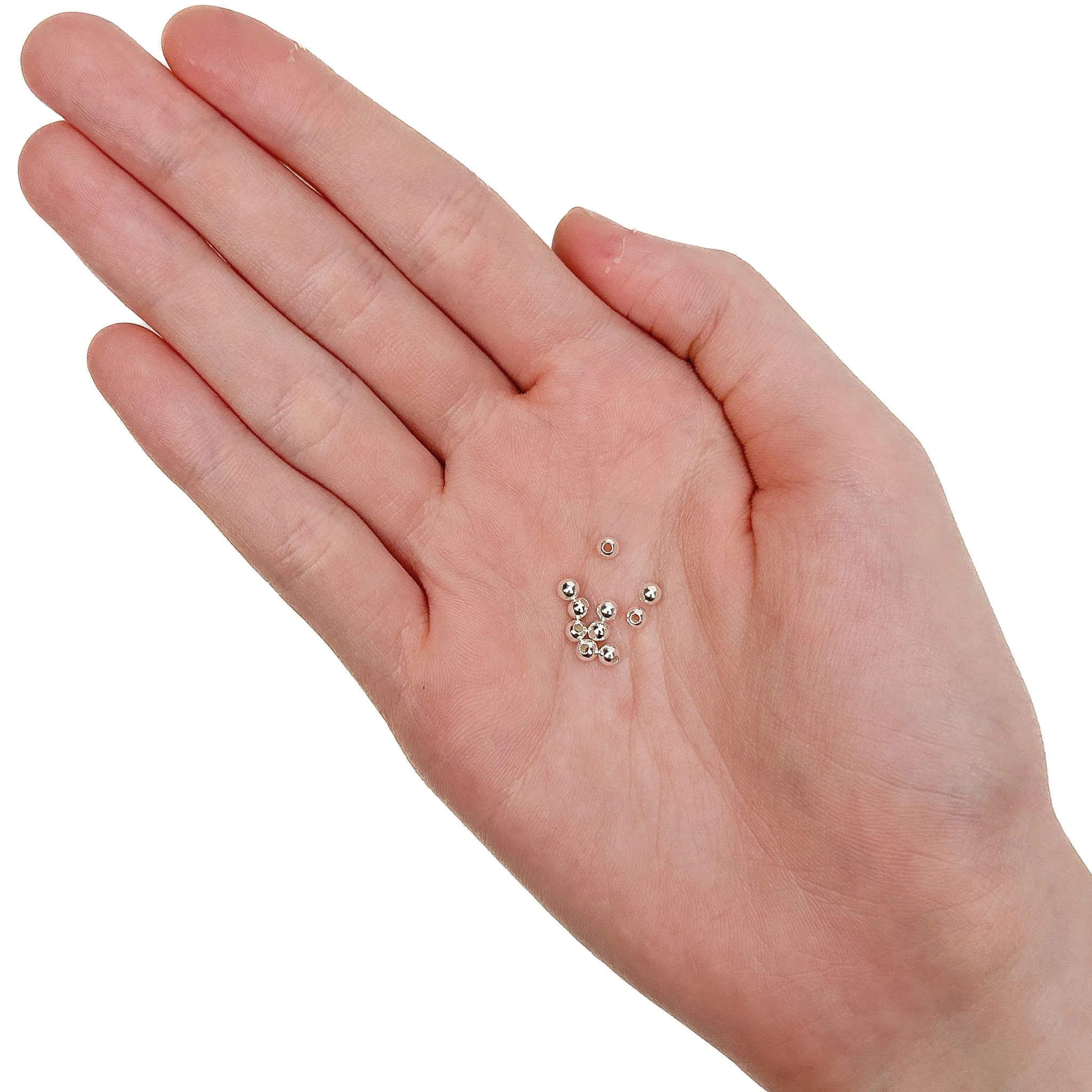 3mm Shiny Round (1.3mm Large Hole) Bead - Silver | Gold (M1042)
