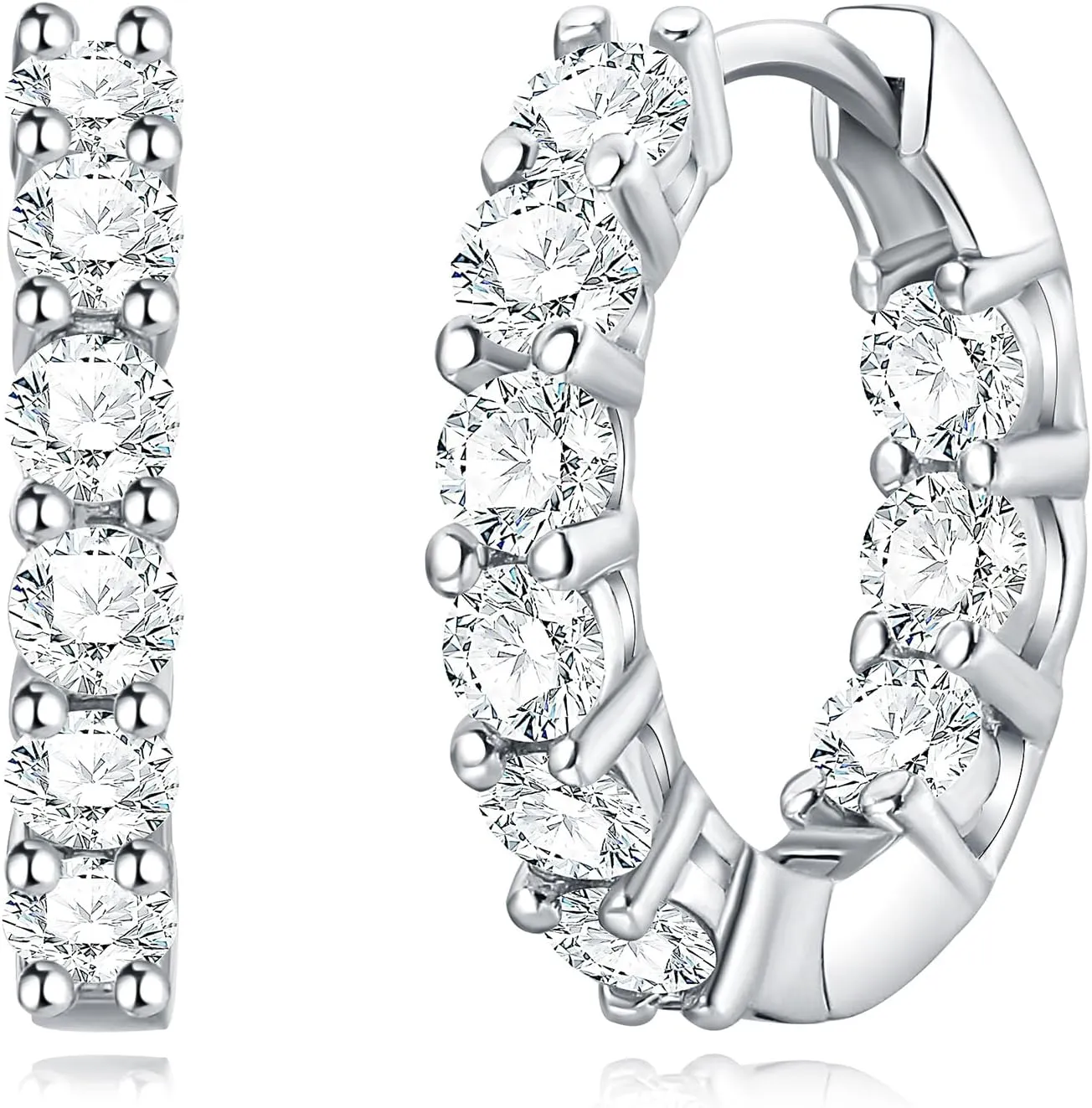 925 Sterling Silver Huggie Earrings for Women, Small Hoop Earrings with High-Carbon Diamond, Hypoallergenic Lightweight Jewelry for Daily Wear