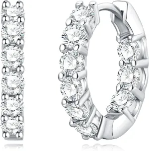 925 Sterling Silver Huggie Earrings for Women, Small Hoop Earrings with High-Carbon Diamond, Hypoallergenic Lightweight Jewelry for Daily Wear