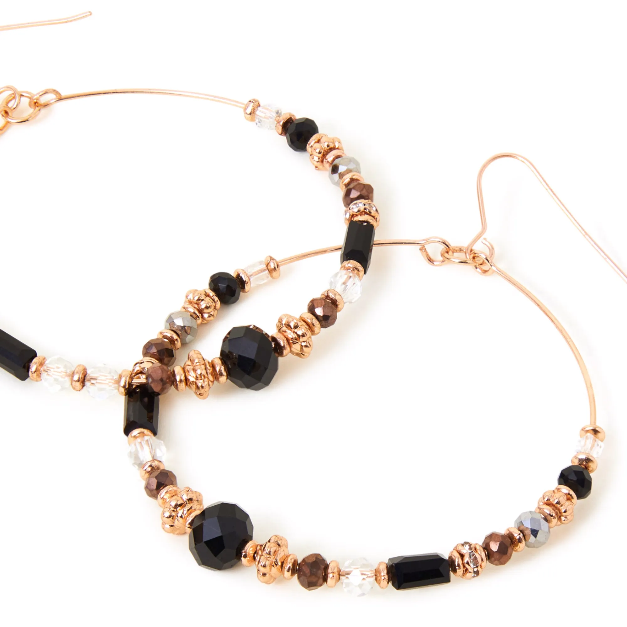 Accessorize London Women's Black Large Beaded Hoop Earrings