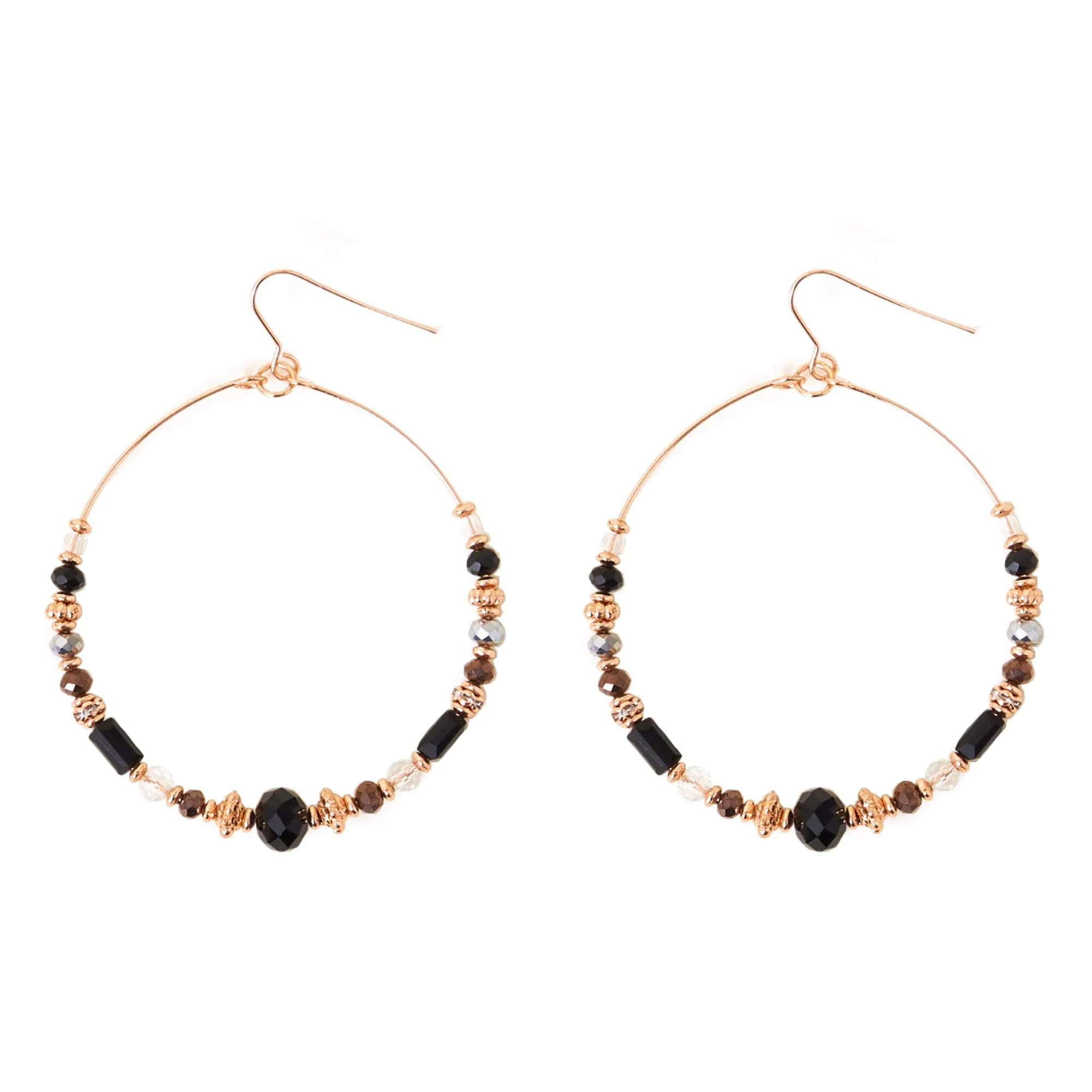 Accessorize London Women's Black Large Beaded Hoop Earrings