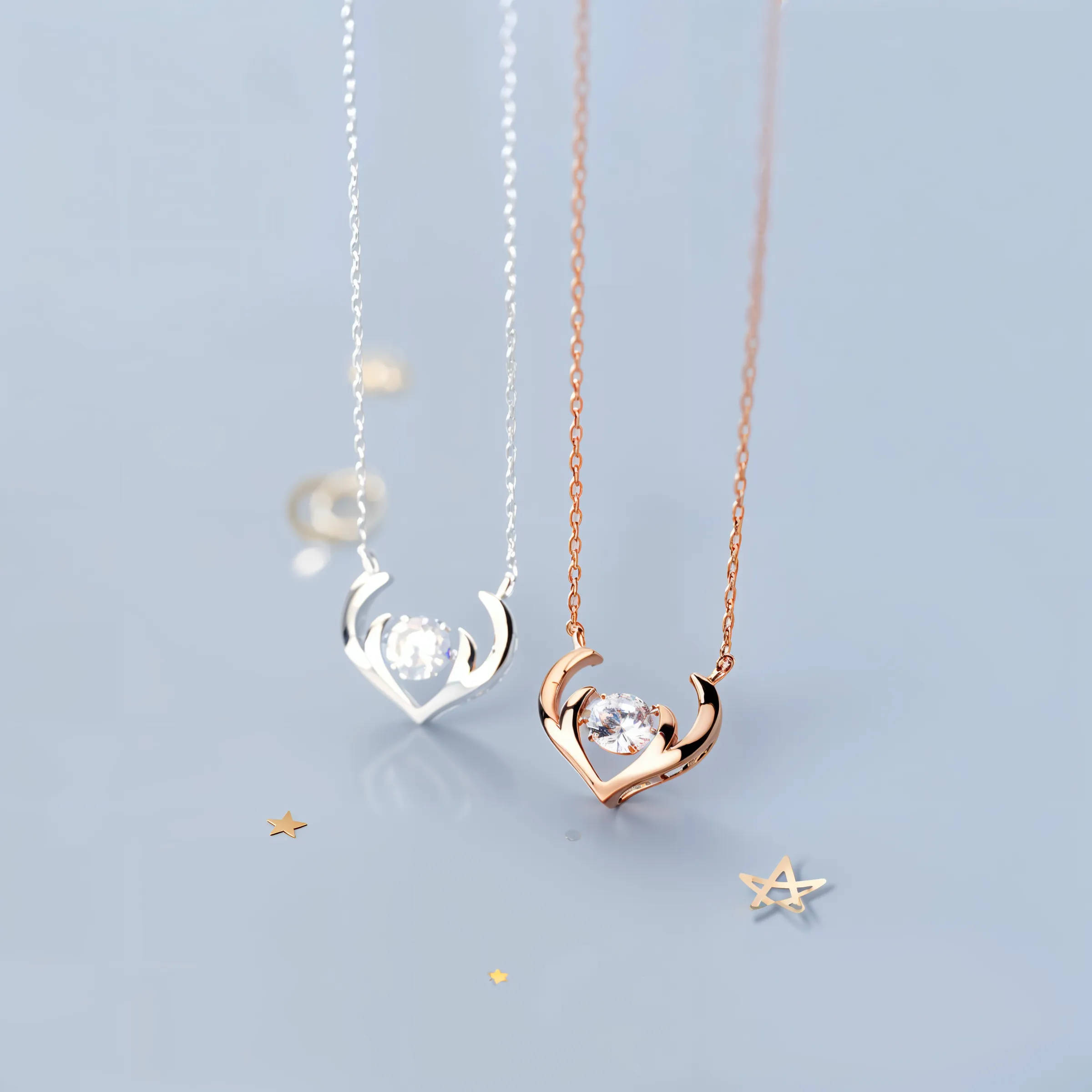 Antlers Solitaire Minimal Necklace