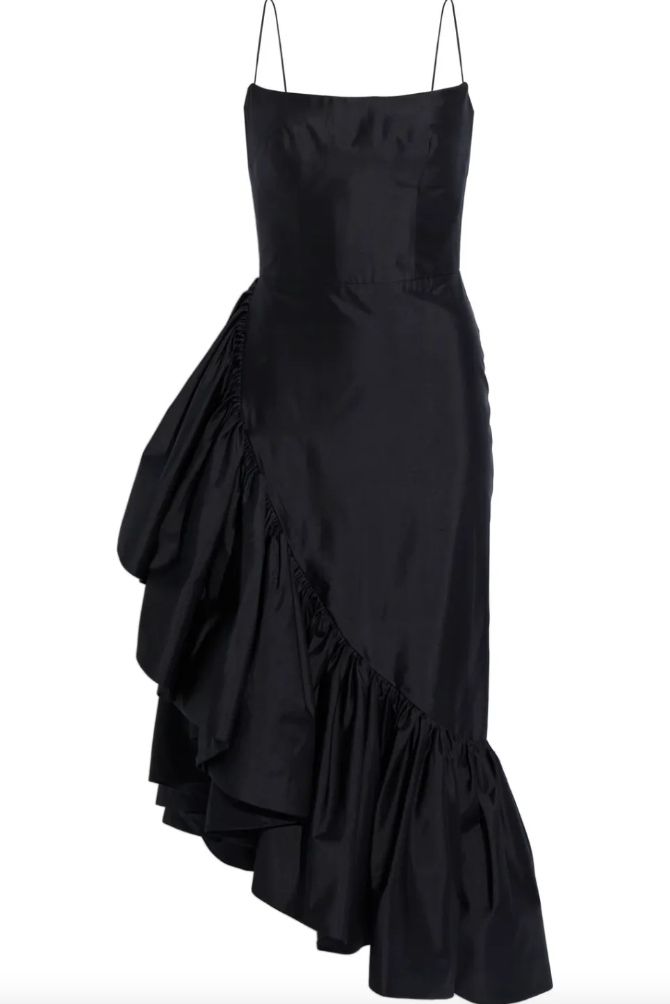 Asymmetric Ruffled Silk Dress