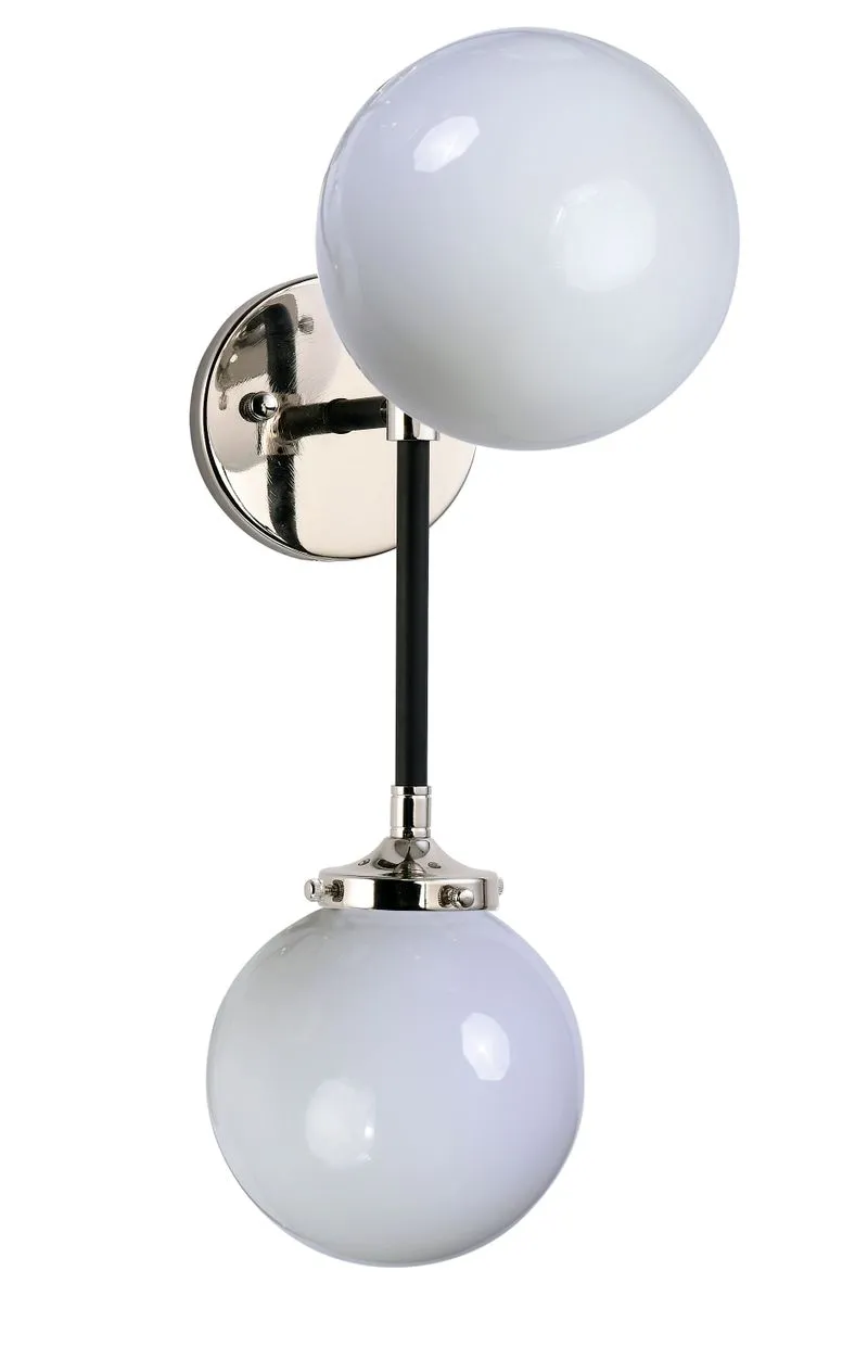 Atom 18.25" 2 Light Wall Sconce in Black and Polished Nickel