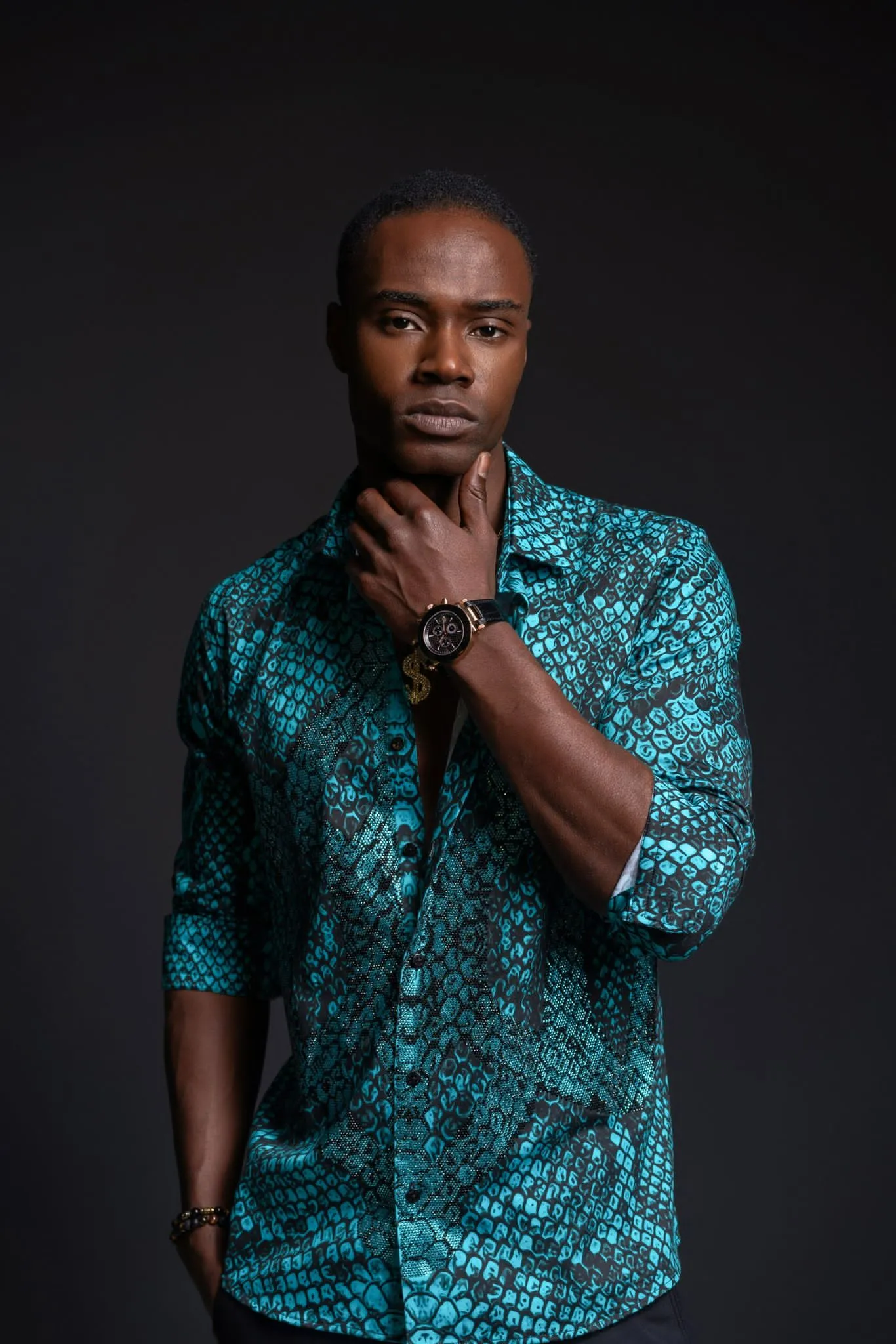 Azure Serpentis Button-Up Shirt