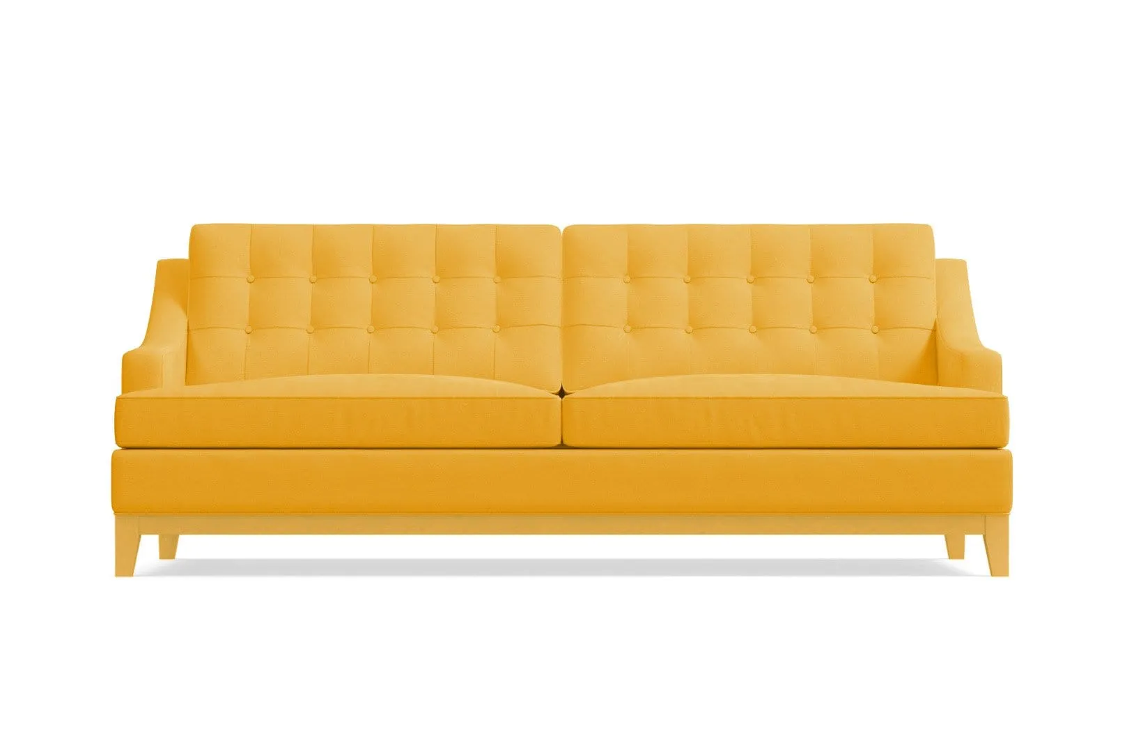 Bannister Velvet Queen Size Sleeper Sofa Bed :: Leg Finish: Natural / Sleeper Option: Memory Foam Mattress