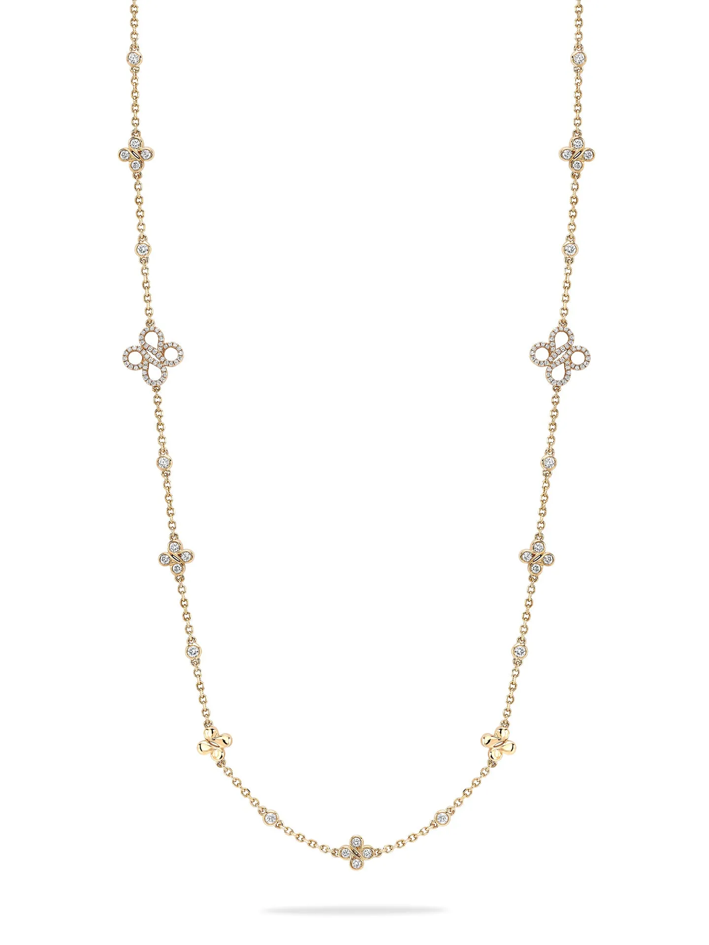 Be Boodles Medium Long Yellow Gold Diamond Necklace