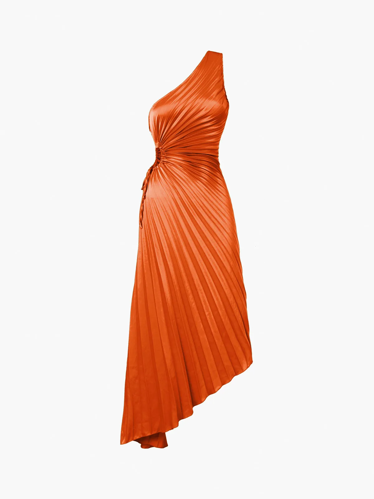 Bold In Pleat Trendy Satin Cutout Long Dress