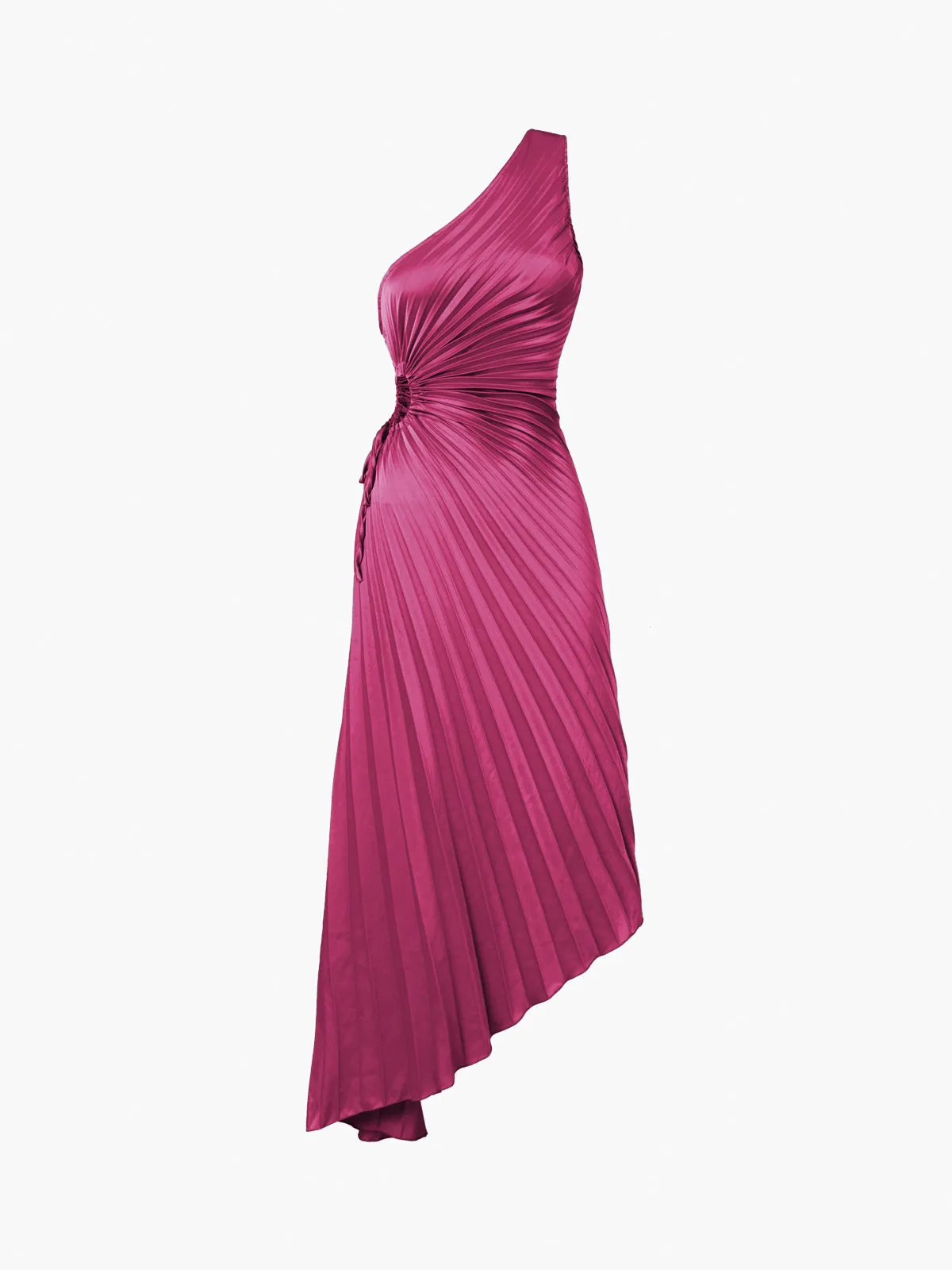 Bold In Pleat Trendy Satin Cutout Long Dress