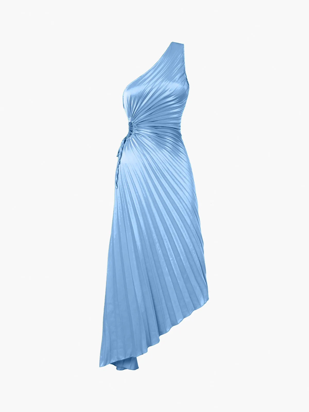 Bold In Pleat Trendy Satin Cutout Long Dress