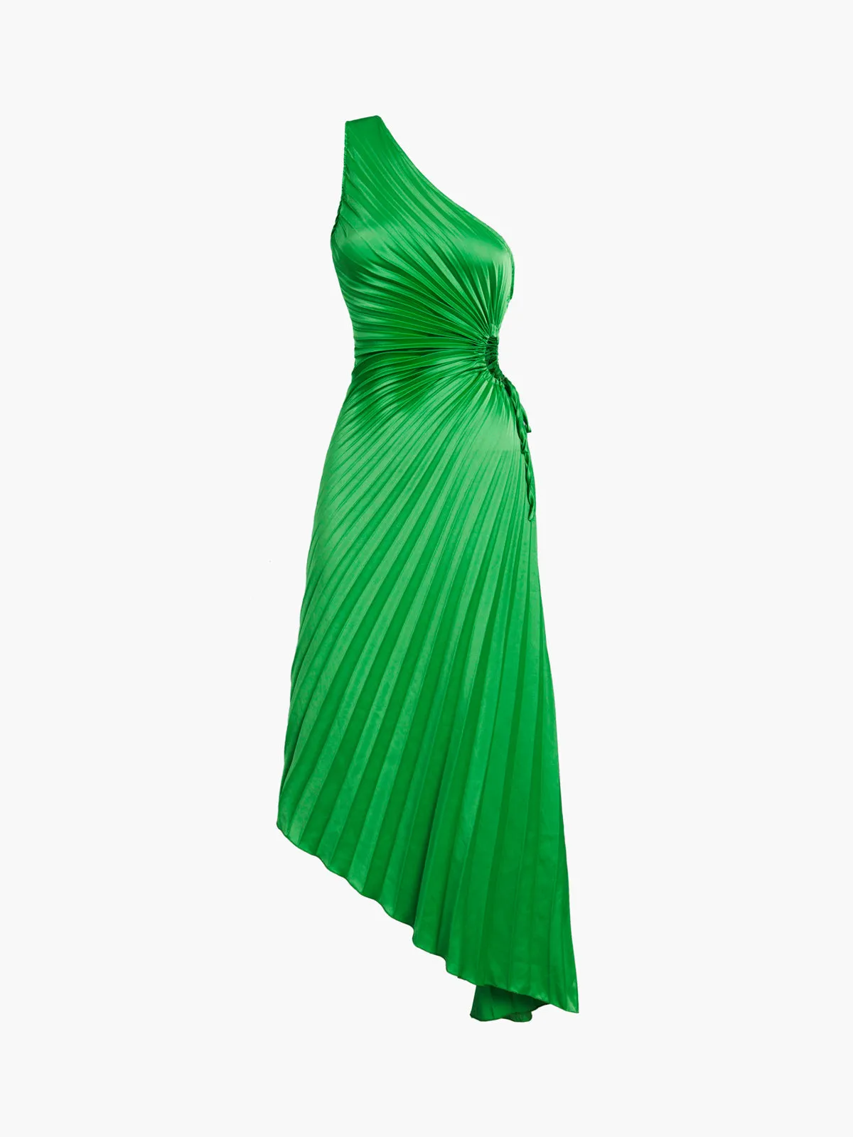 Bold In Pleat Trendy Satin Cutout Long Dress