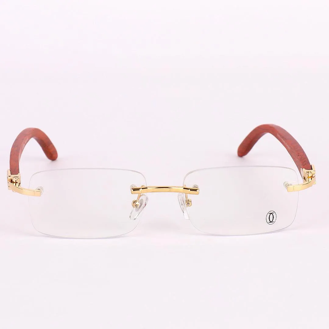 Cartier Vintage Wooden Rimless Glasses