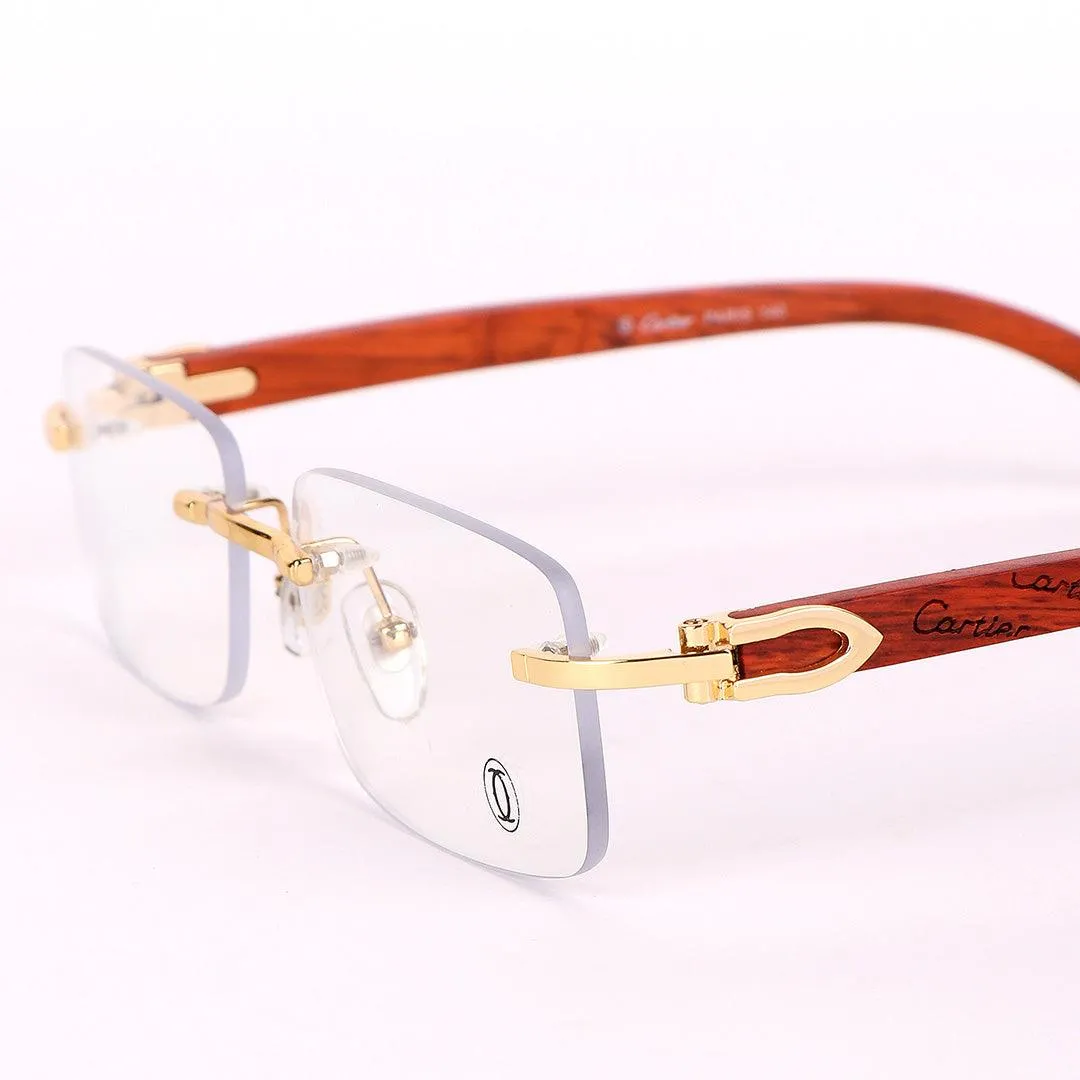 Cartier Vintage Wooden Rimless Glasses
