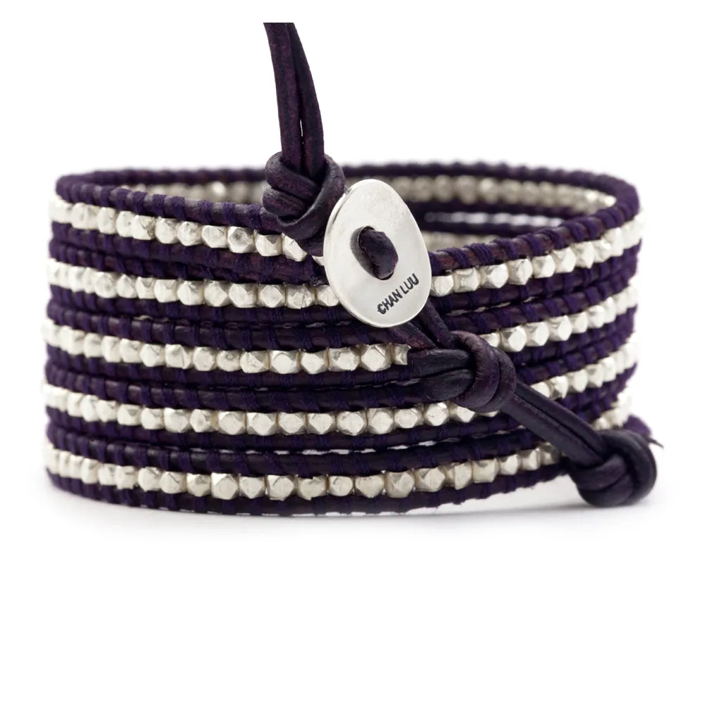 Chan Luu 5 Silver Wrap Bracelet  on Black