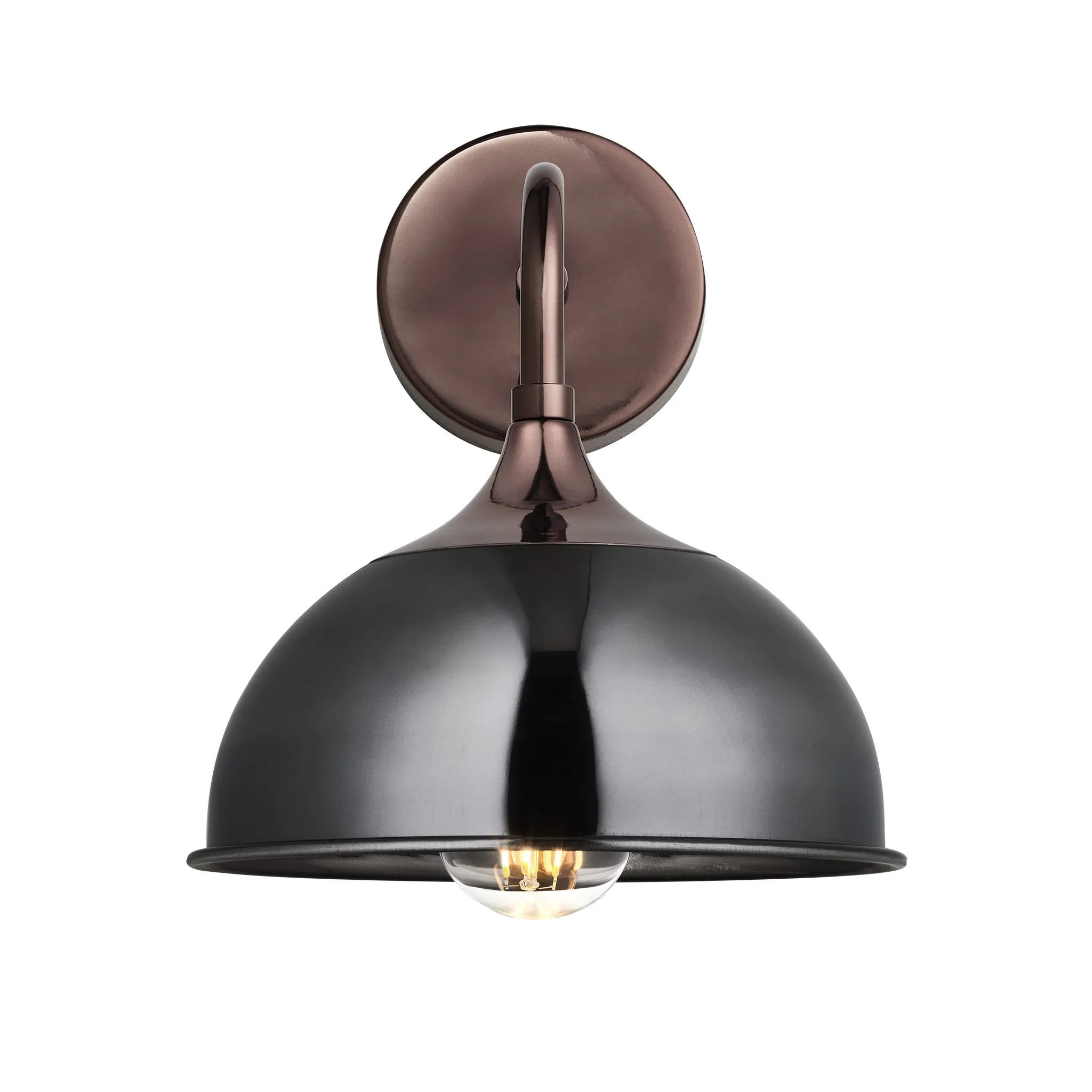 Chelsea Dome Wall Light - 8 Inch - Shiny Black Nickel