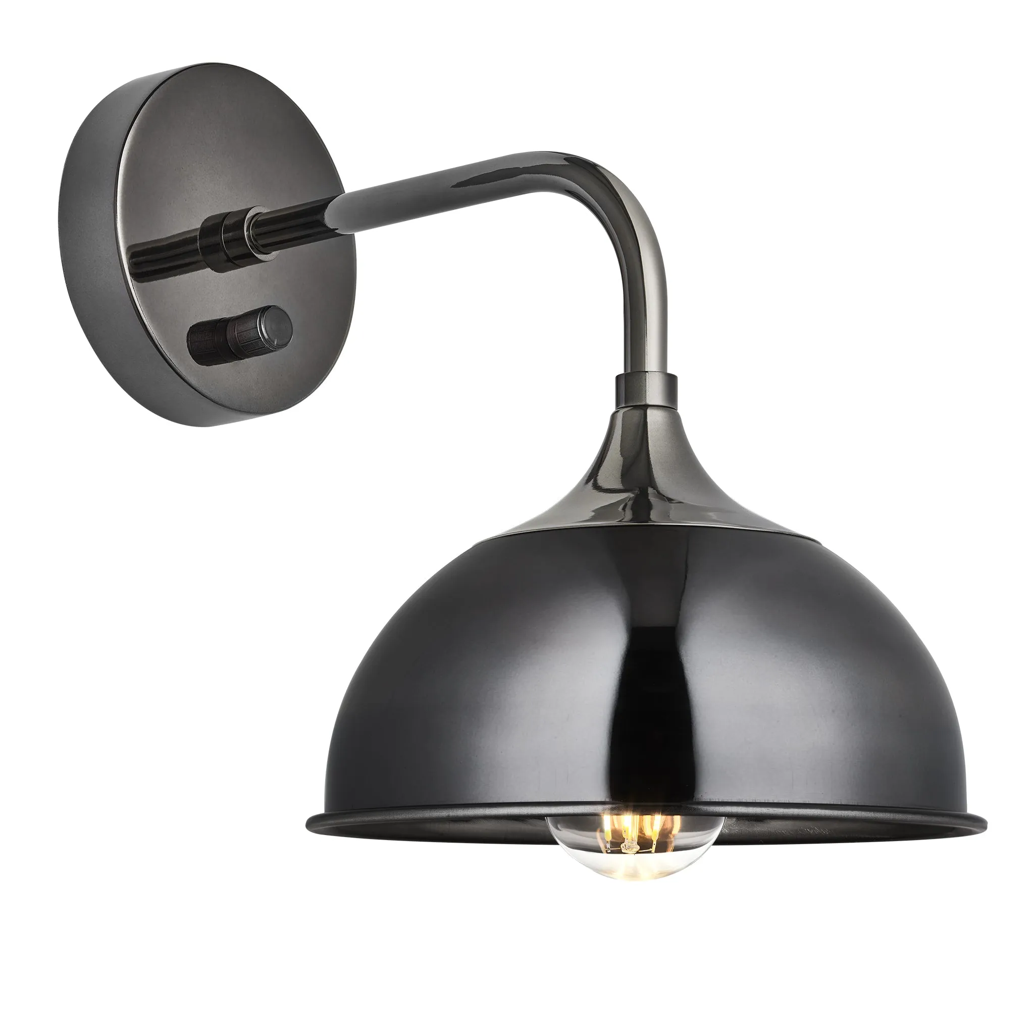 Chelsea Dome Wall Light - 8 Inch - Shiny Black Nickel