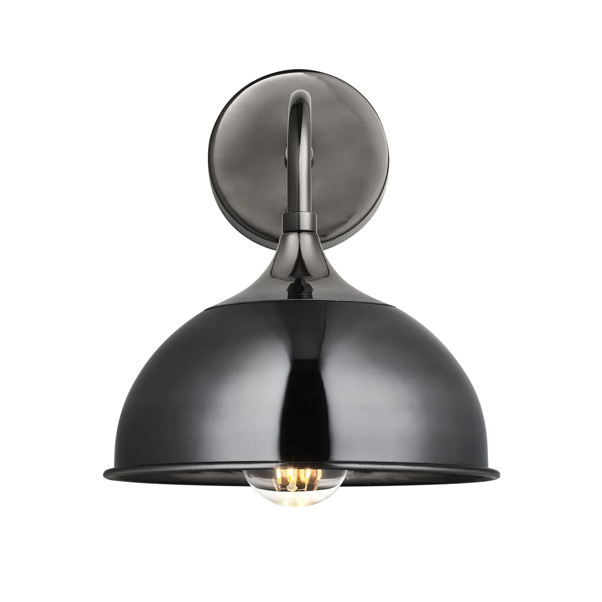 Chelsea Dome Wall Light - 8 Inch - Shiny Black Nickel