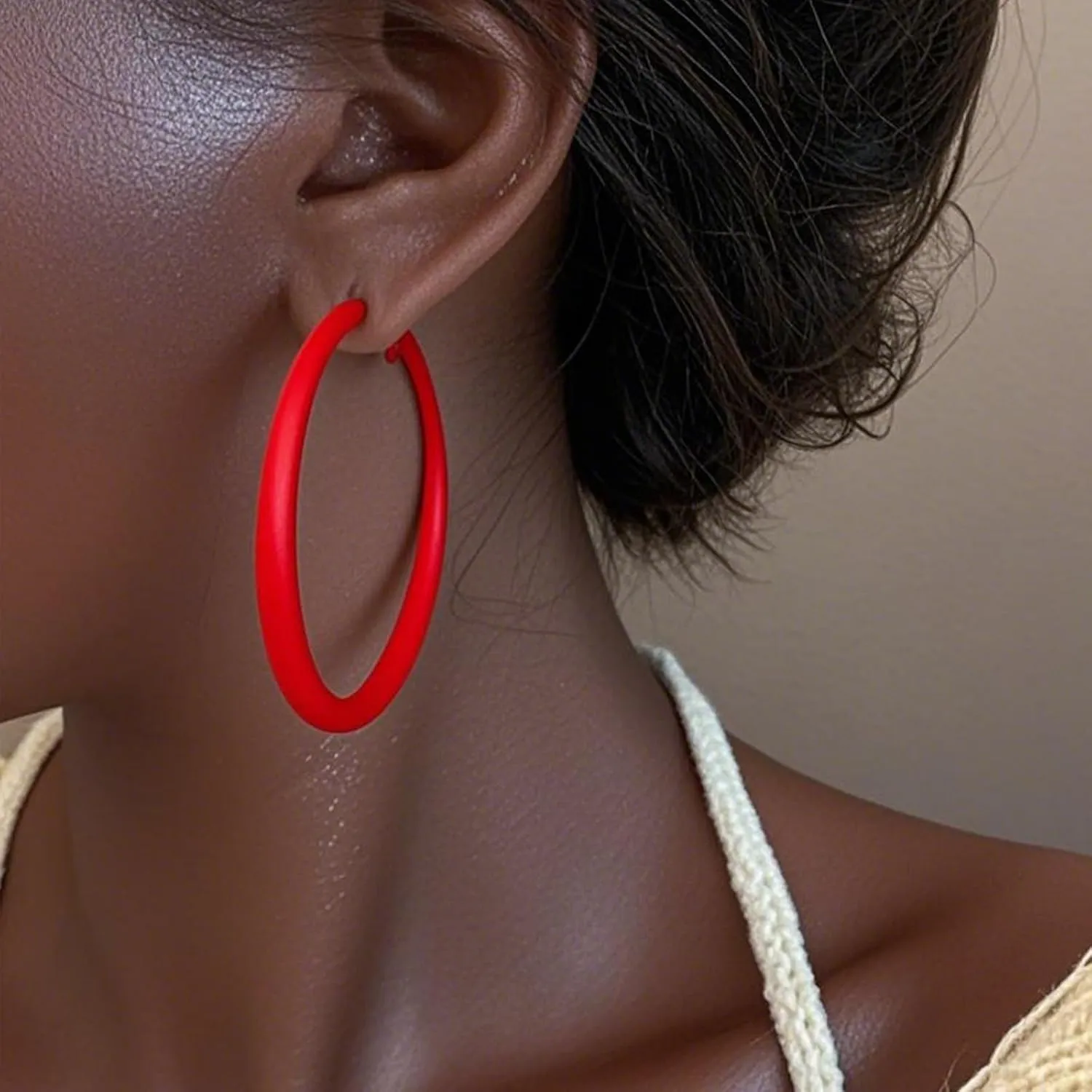 Chunky Hoop Earrings for Women 80s 90s Statement Wide Hoop Earrings Large Trendy Exaggerated Earring Vintage Neon Earrings Jewelry Accessories