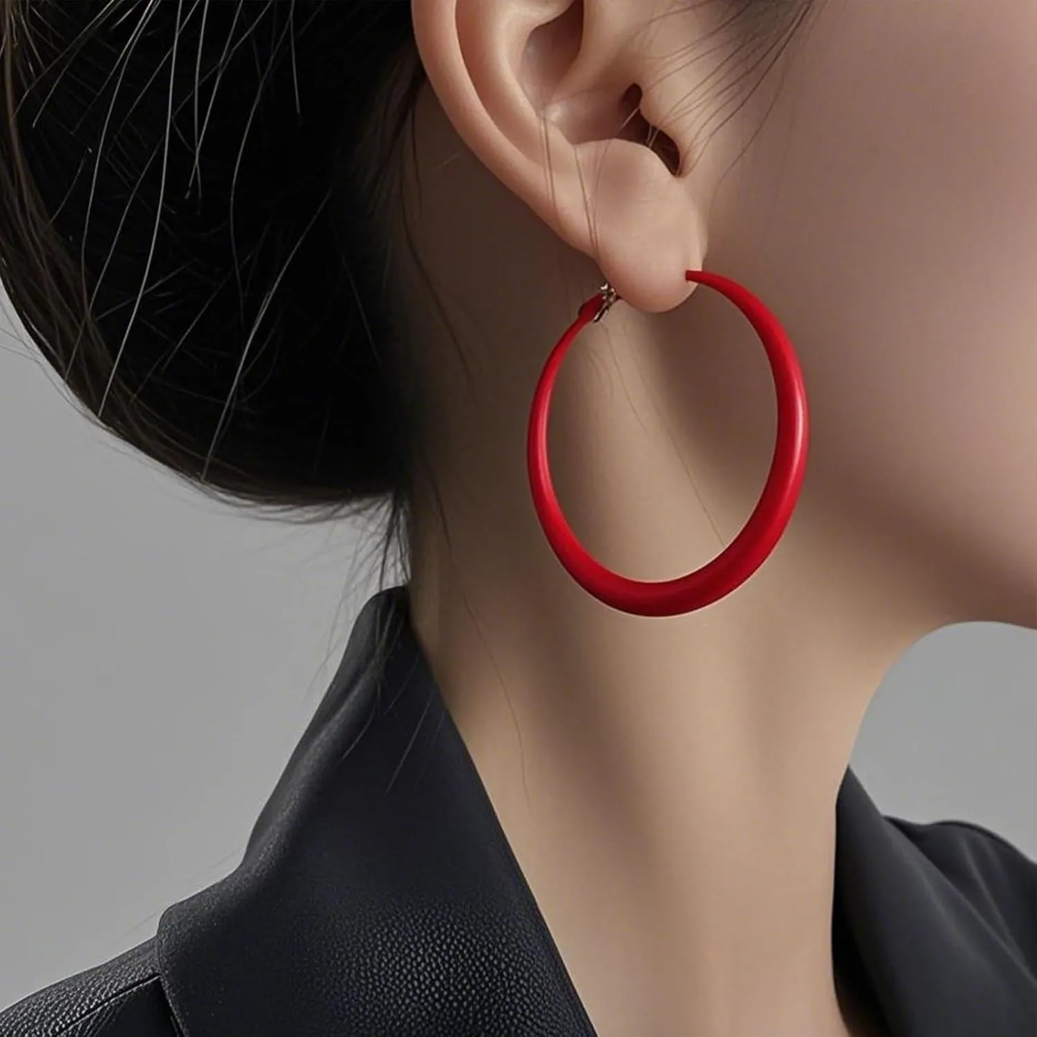 Chunky Hoop Earrings for Women 80s 90s Statement Wide Hoop Earrings Large Trendy Exaggerated Earring Vintage Neon Earrings Jewelry Accessories