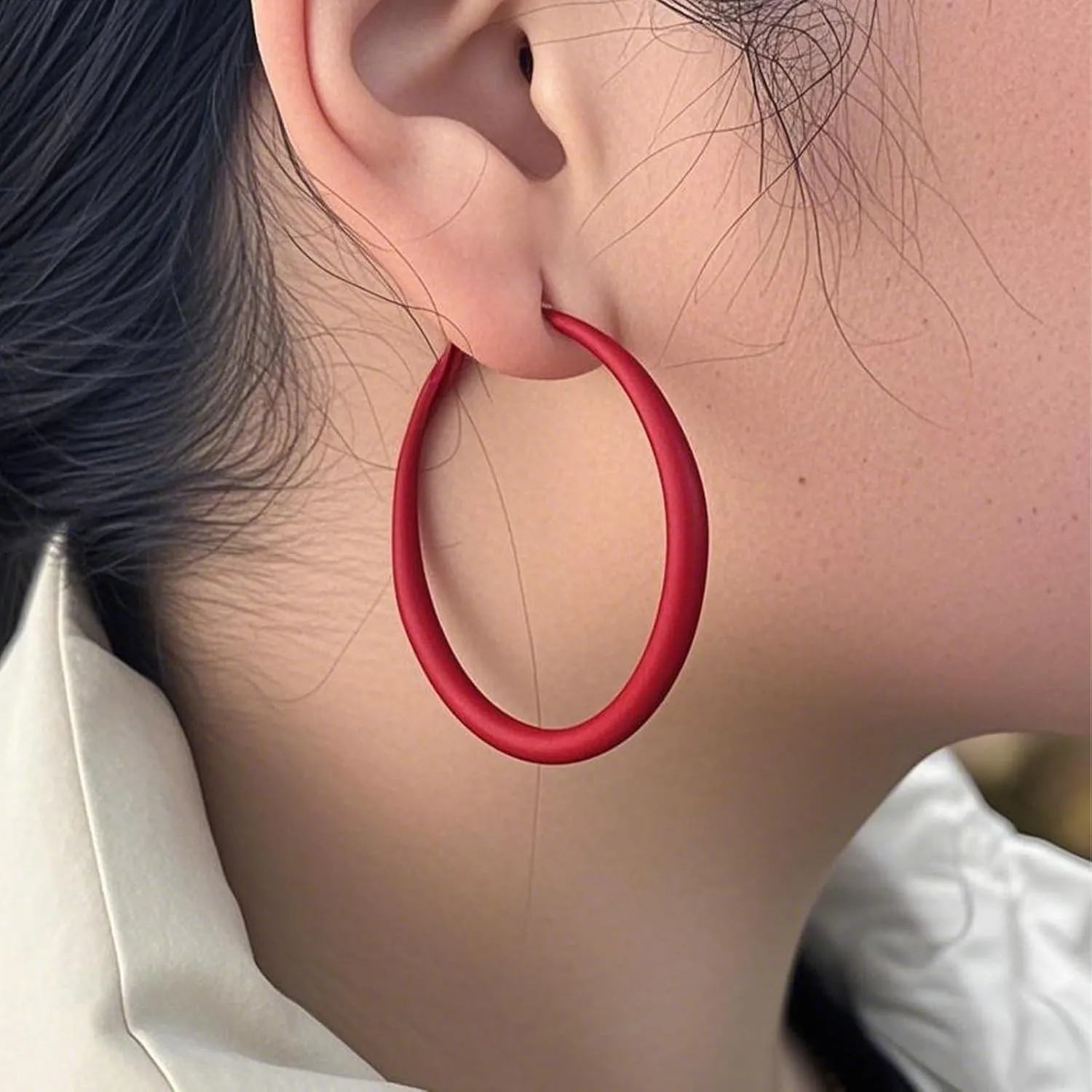 Chunky Hoop Earrings for Women 80s 90s Statement Wide Hoop Earrings Large Trendy Exaggerated Earring Vintage Neon Earrings Jewelry Accessories