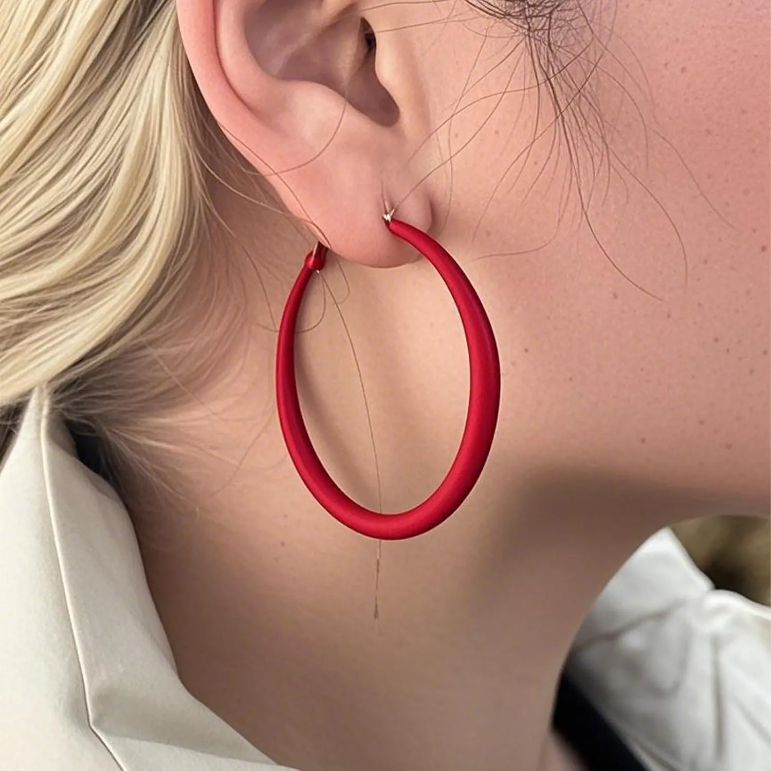 Chunky Hoop Earrings for Women 80s 90s Statement Wide Hoop Earrings Large Trendy Exaggerated Earring Vintage Neon Earrings Jewelry Accessories