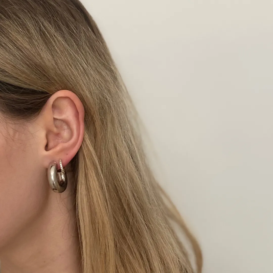 Chunky Hoop Earrings Silver - Large (Butterfly)