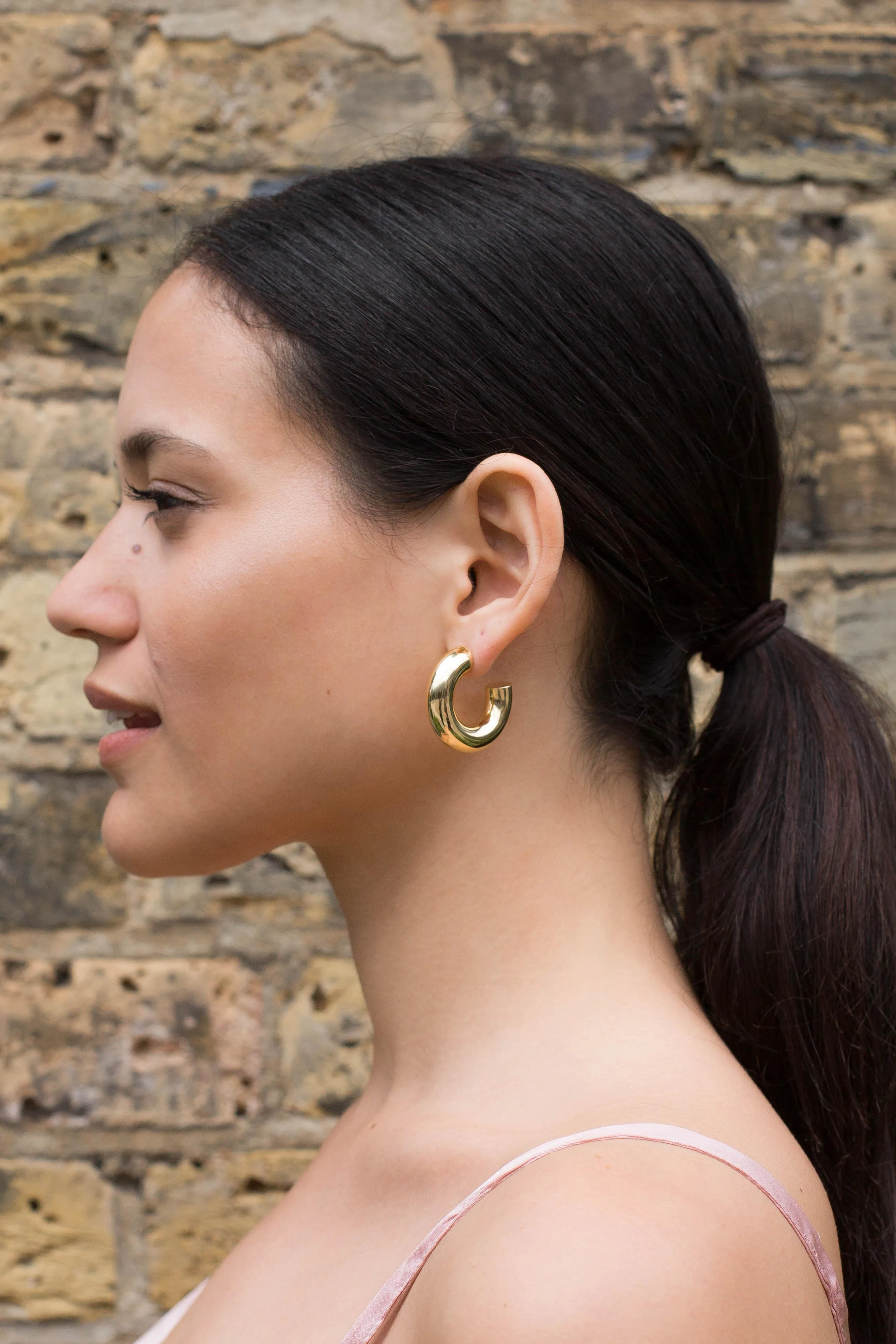 Chunky Hoop Earrings Silver - Large (Butterfly)