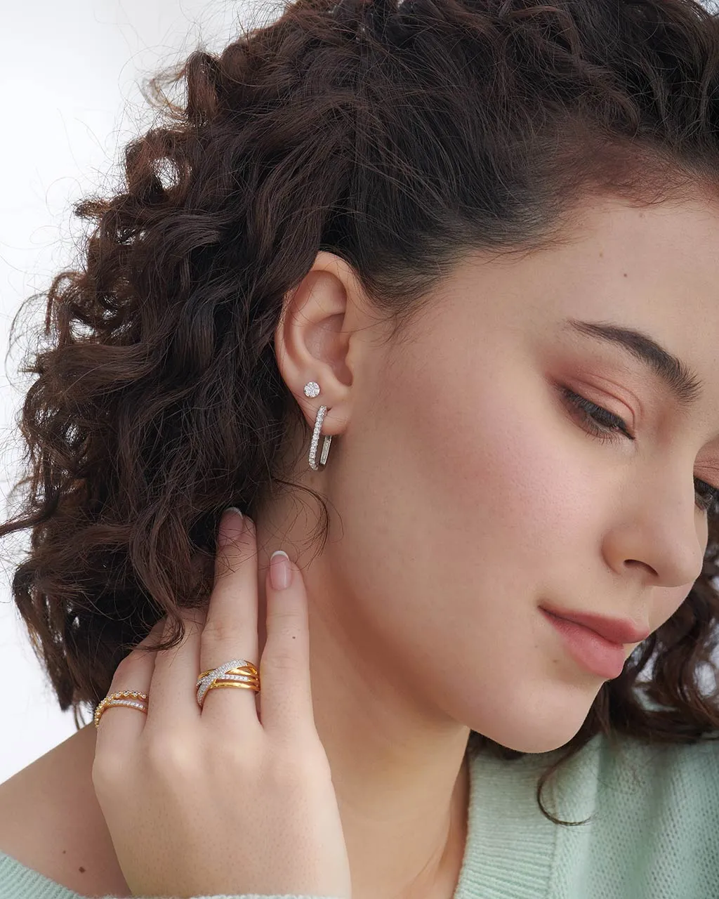 Classic Paperclip Diamond Hoops