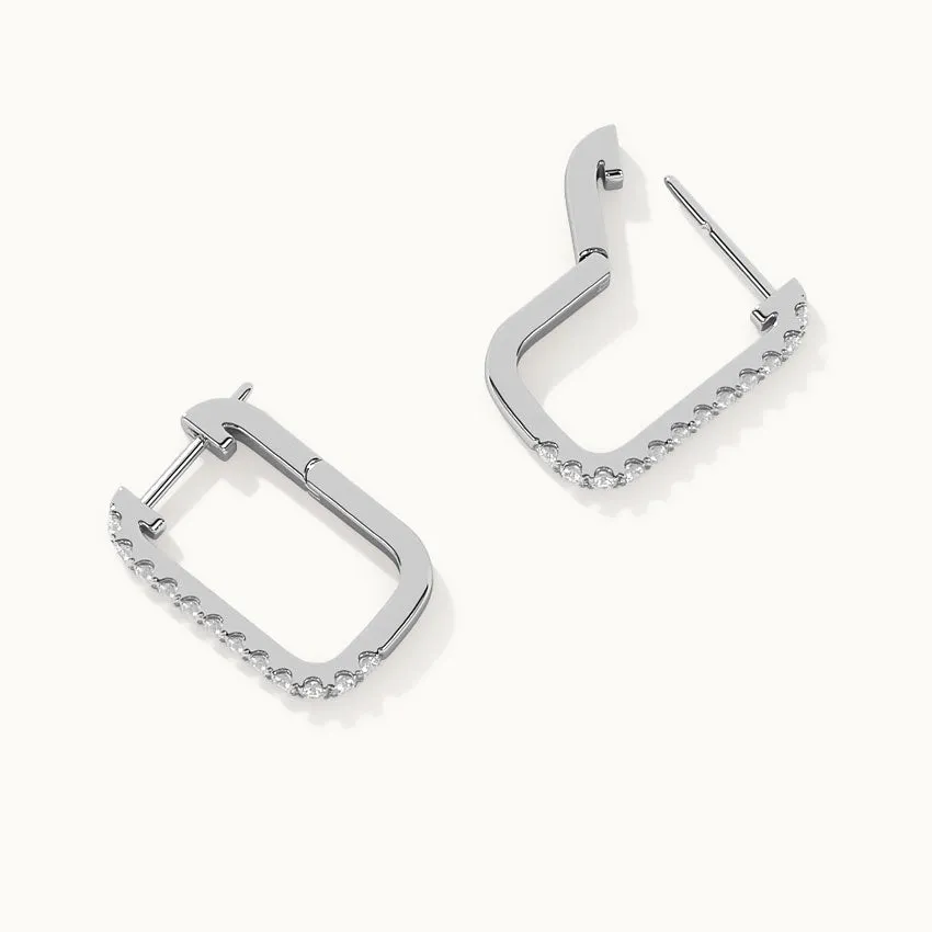 Classic Paperclip Diamond Hoops
