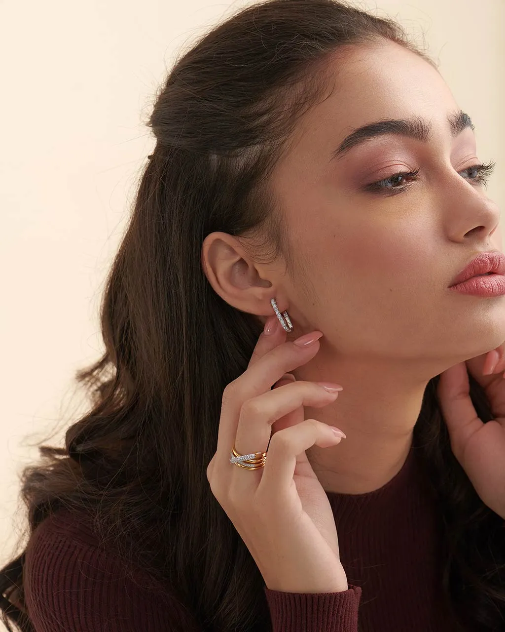 Classic Paperclip Diamond Hoops