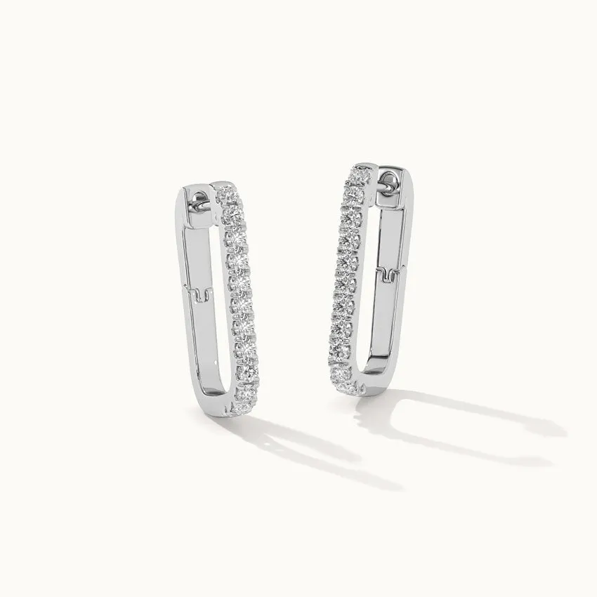 Classic Paperclip Diamond Hoops