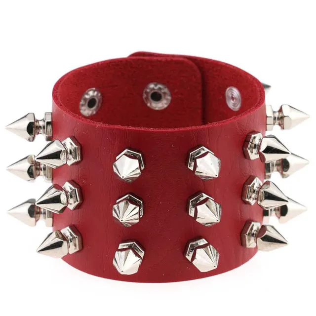 'Cobra' Red and Black Triple spike bracelet/ wristband