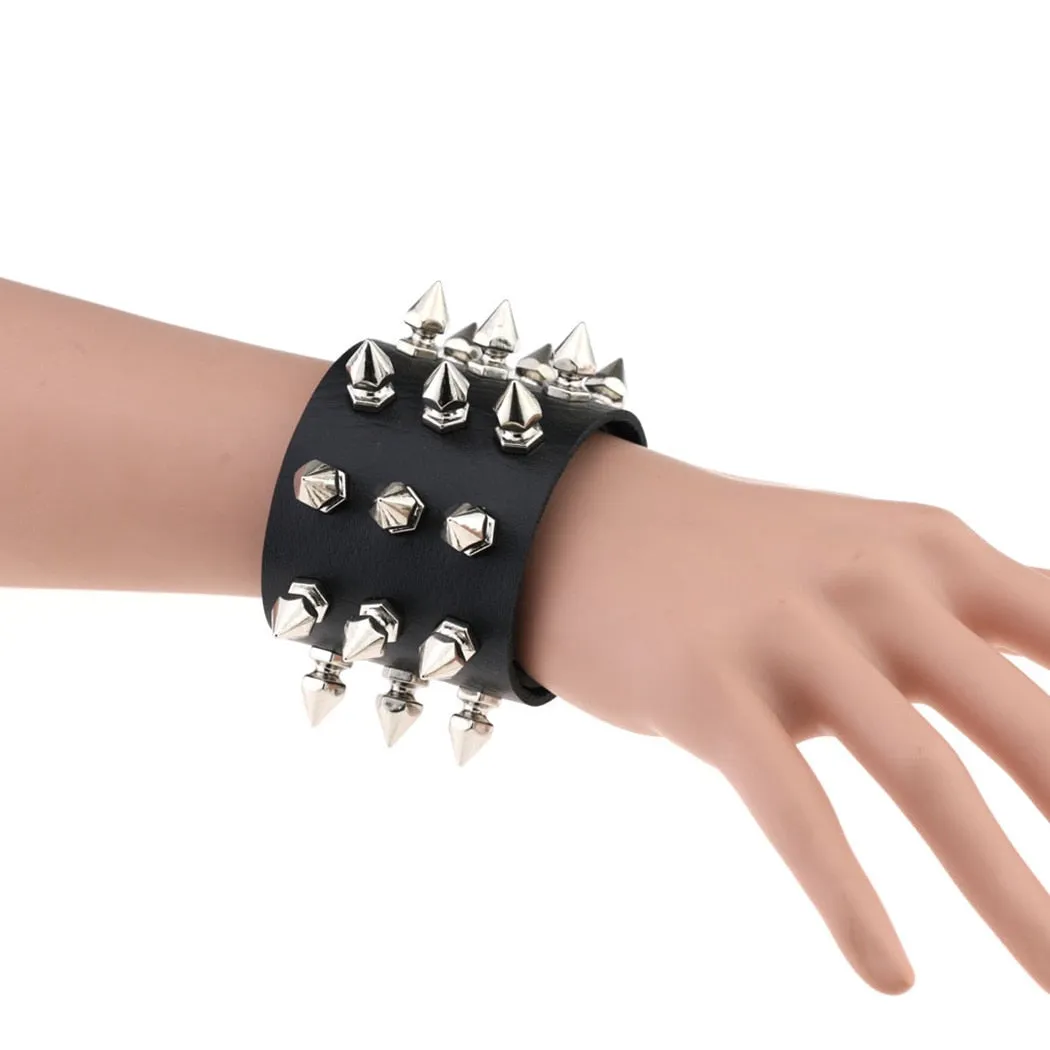 'Cobra' Red and Black Triple spike bracelet/ wristband