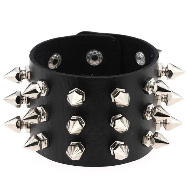 'Cobra' Red and Black Triple spike bracelet/ wristband