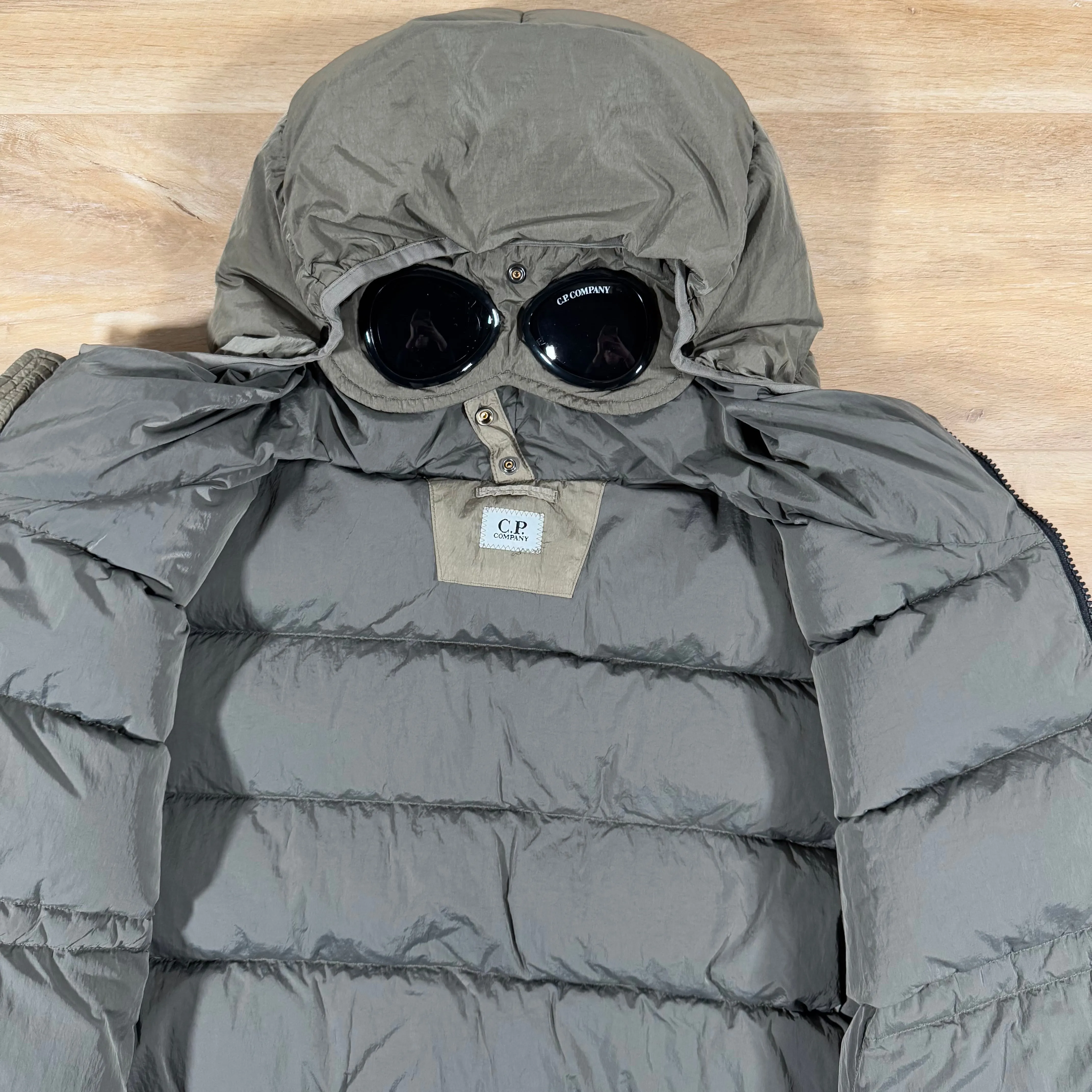 C.P. Company Chrome-R Goggle Down Jacket in Walnut