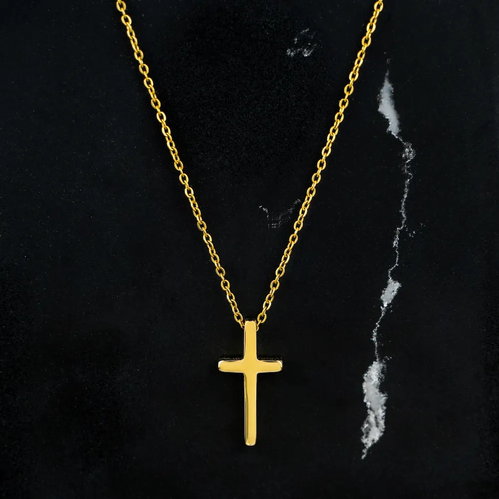 Cross Pendant Necklace 24KT Gold