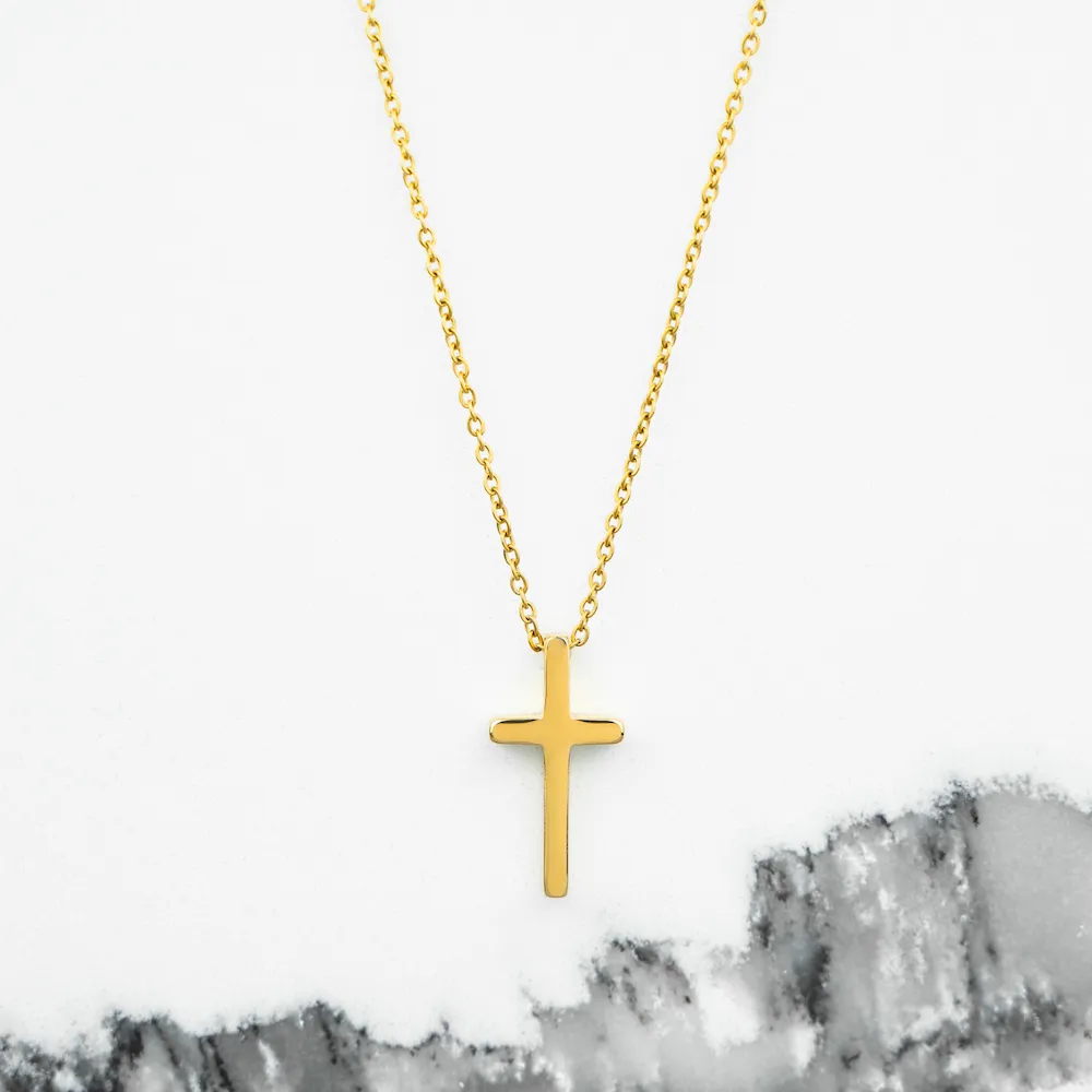 Cross Pendant Necklace 24KT Gold