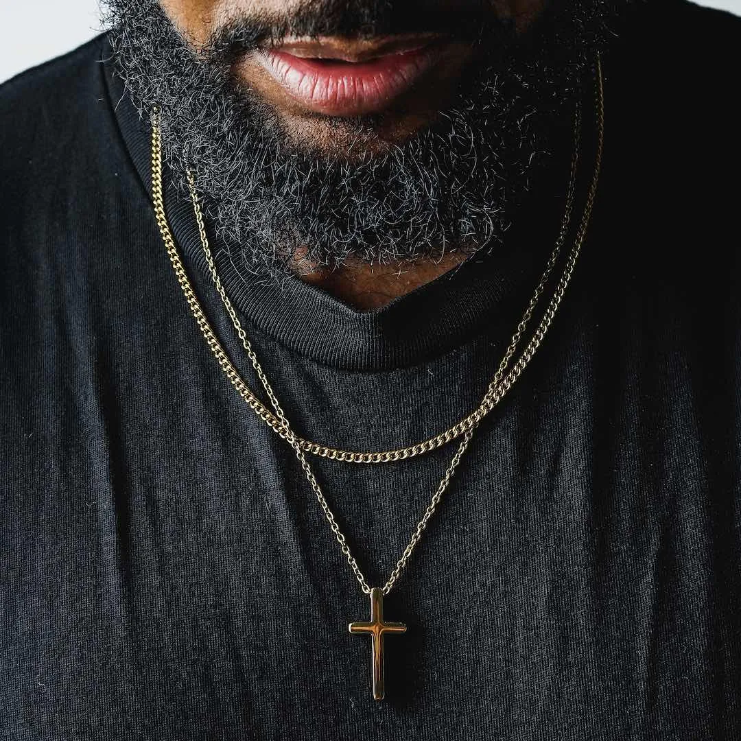Cross Pendant Necklace 24KT Gold