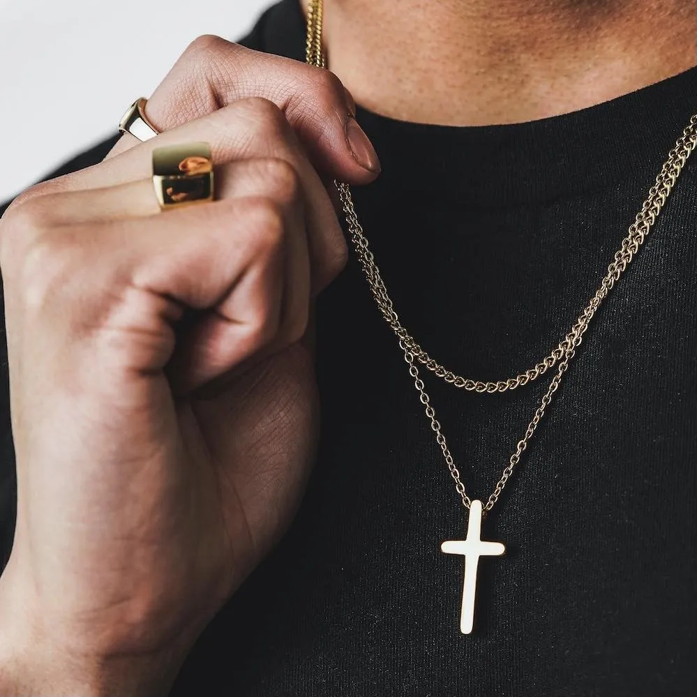 Cross Pendant Necklace 24KT Gold