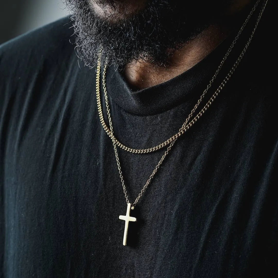 Cross Pendant Necklace 24KT Gold