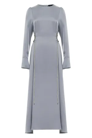 Crystal Lace-Up Maxi - Dusty Blue