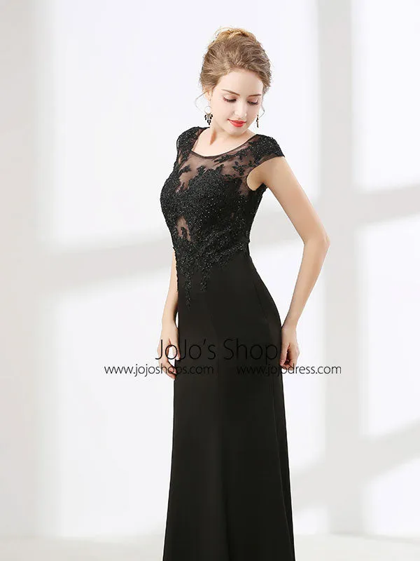 Elegant Black Lace Formal Evening Dress