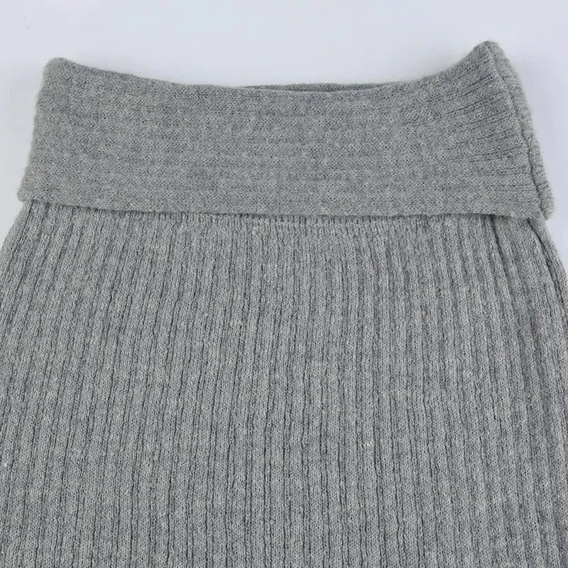 Elegant Low Waisted Knitted Long Skirt