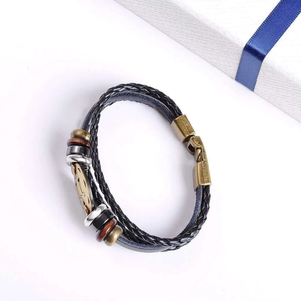 Exotic Sienna Leather Zodiac Bracelet