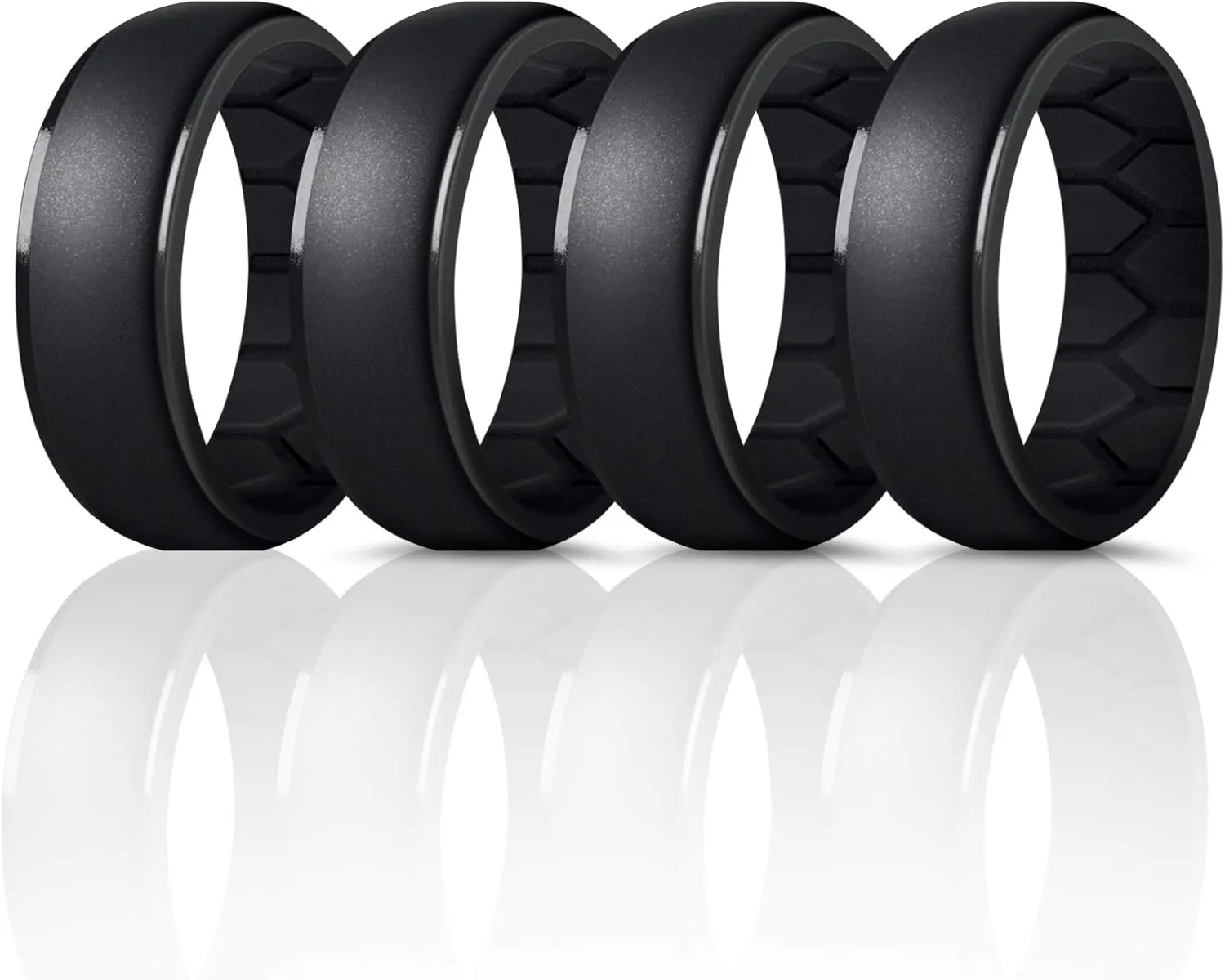 Forthee Silicone Wedding Ring for Men, Breathable Airflow Inner Curve, Mens' Rubber Wedding Engagement Bands for Crossfit Workout