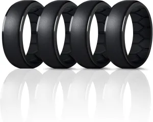 Forthee Silicone Wedding Ring for Men, Breathable Airflow Inner Curve, Mens' Rubber Wedding Engagement Bands for Crossfit Workout