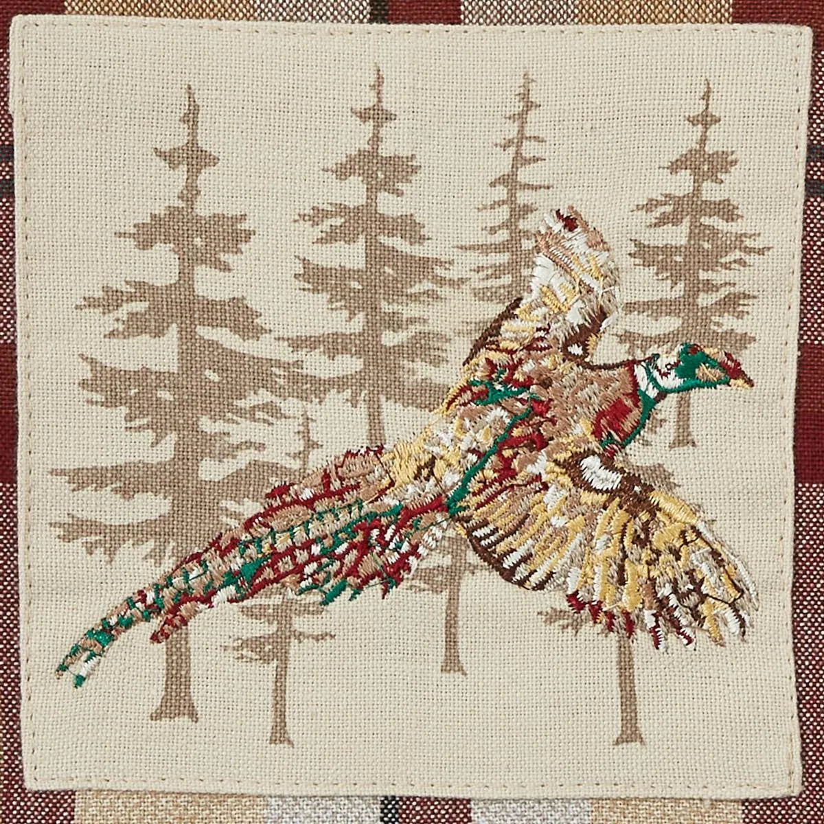 Gamekeeper Plaid Pheasant Embroidered Dishtowel - Set of 2 Park Designs